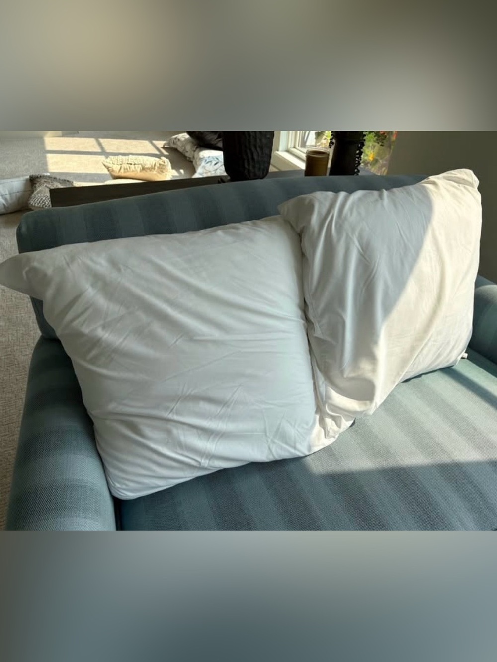 2 LARGE SQUARE WHITE PILLOWS